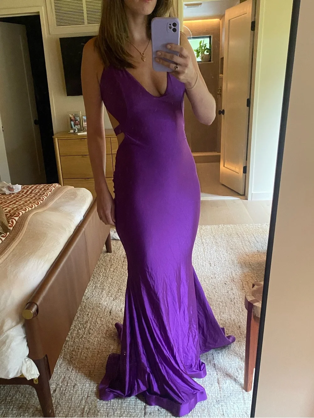 Jessica Angel 737 Purple Open Back Mermaid Gown Size S